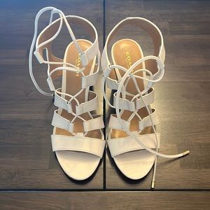 Coach Lace Up Heels, Cream, Size 6B